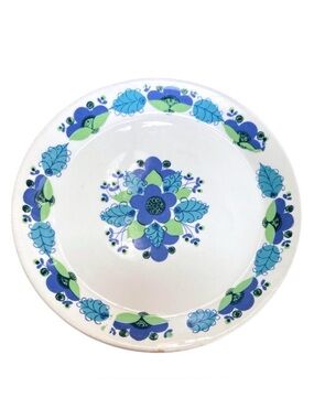 Vintage Stavangerflint Bonnie 7.5” Plate Norway Blue Green Floral‎ Scandinavian